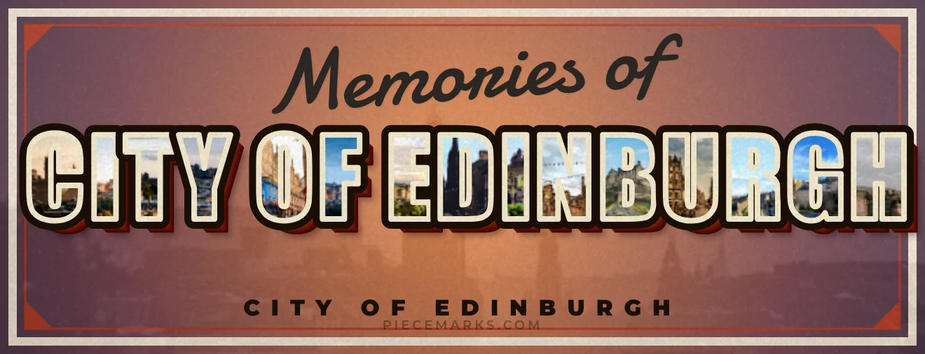 Real photos of EDINBURGH filling each letter — a Piecemarks Greetings From mural