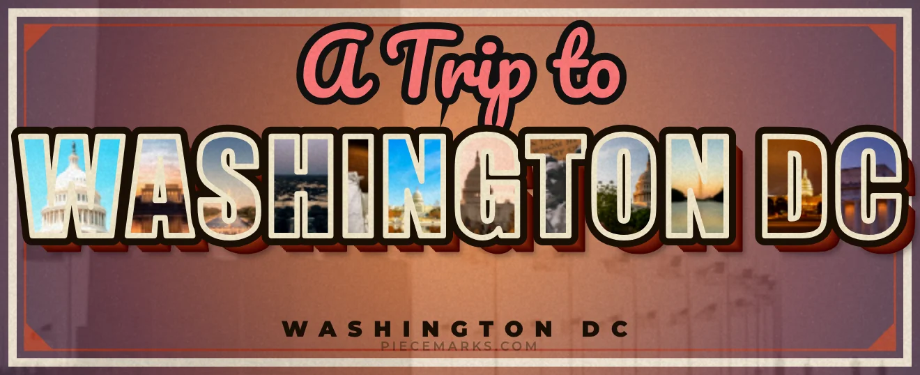 Real photos of WASHINGTON DC filling each letter — a Piecemarks Greetings From mural